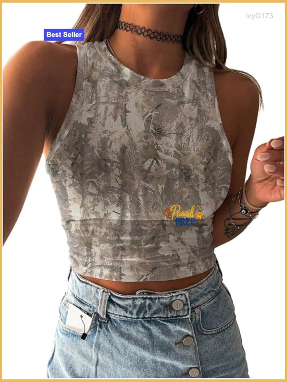 Camo Graphic Tank Top Sleeveless Fitted Crop Top Summer Clothes